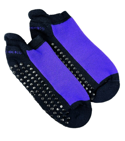 Heel Tab Mesh Top Cotton Anklet Socks with Non-Skid Gripper - Horizon Bliss