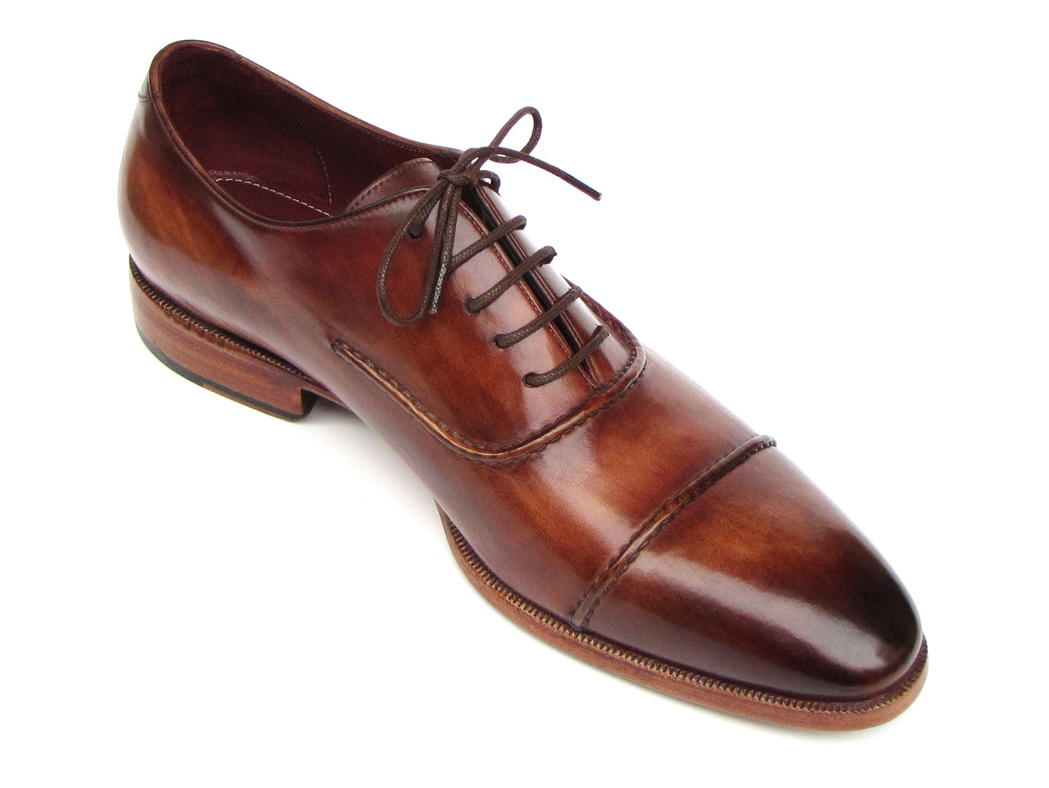 Paul Parkman Men's Captoe Oxfords Brown Hand Painted Shoes - Horizon Bliss