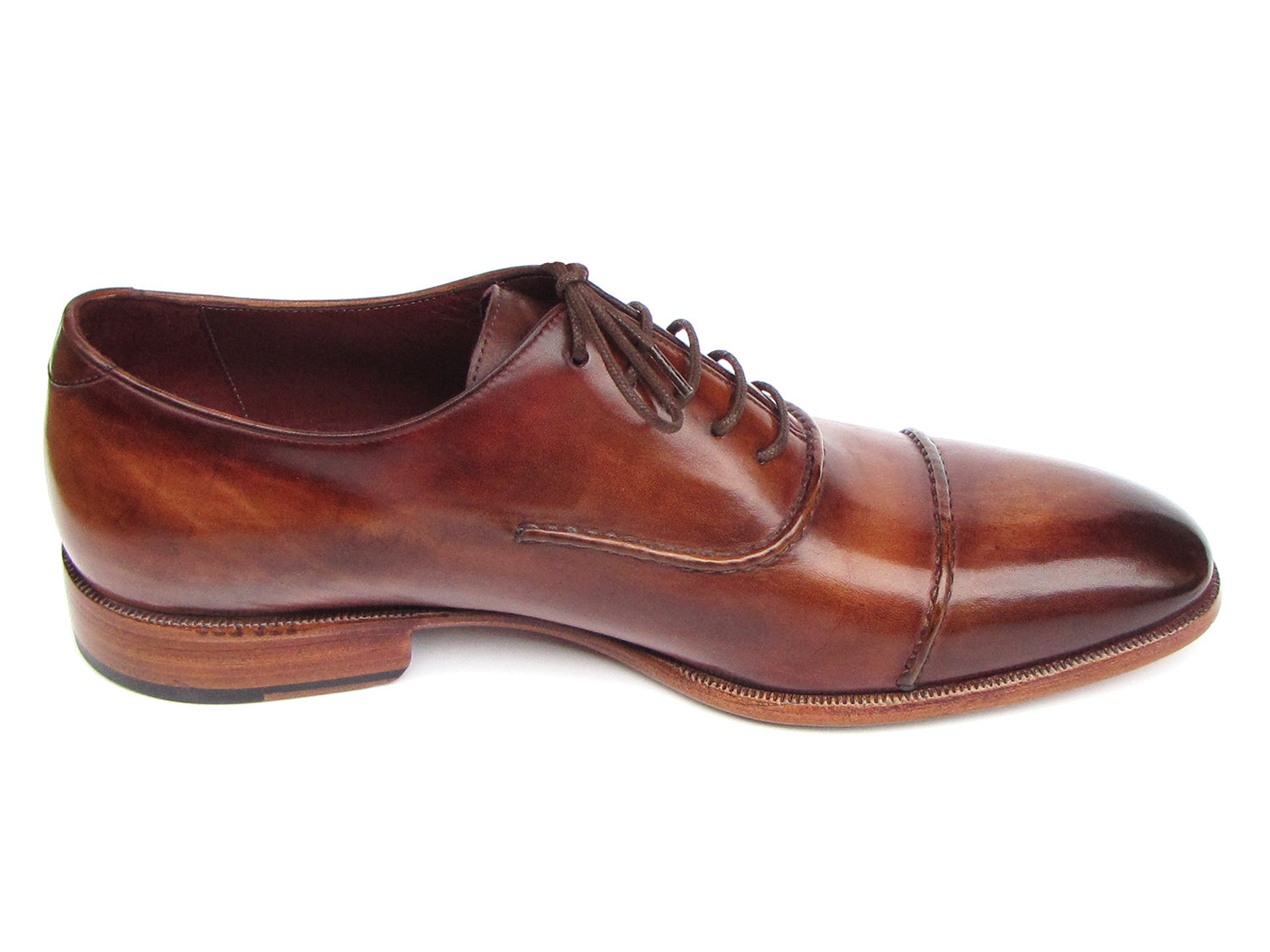 Paul Parkman Men's Captoe Oxfords Brown Hand Painted Shoes - Horizon Bliss