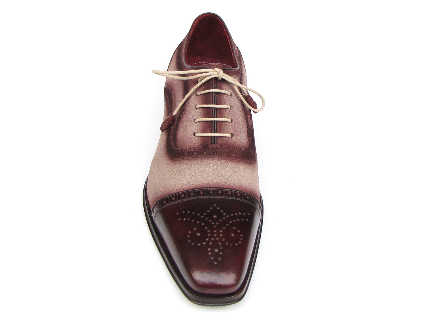 Paul Parkman Captoe Oxfords Bordeaux, Beige (ID#024-BRR) - Horizon Bliss