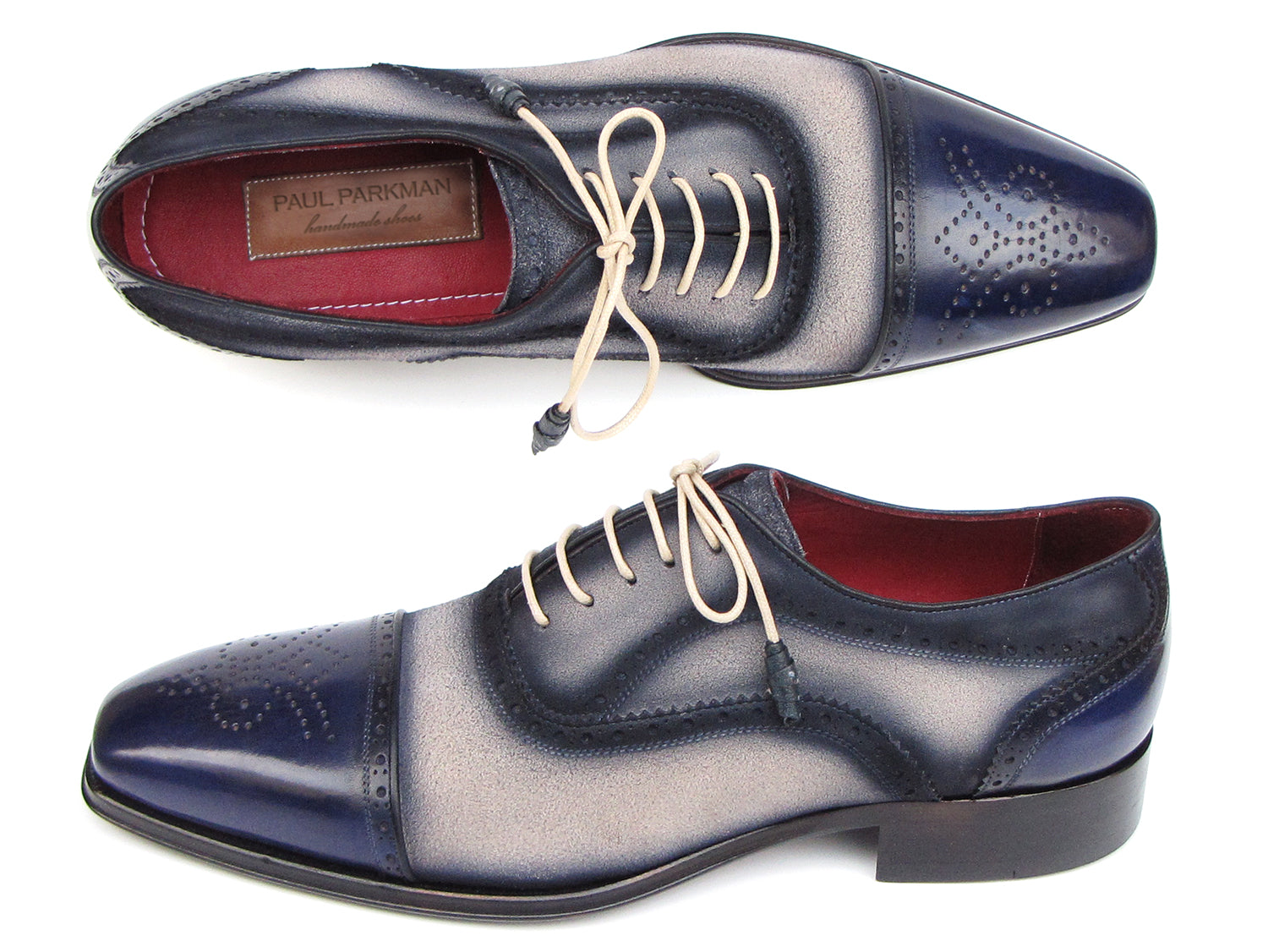 Paul Parkman Captoe Oxfords Navy, Beige (ID#024-BLS) - Horizon Bliss