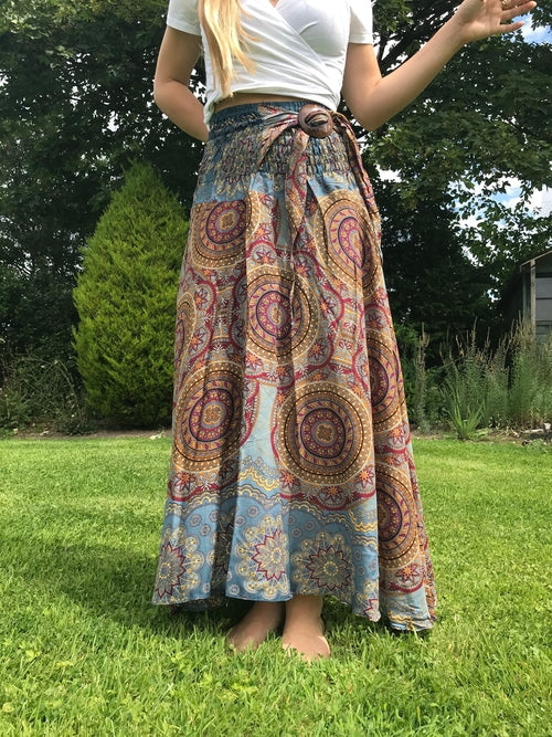 Bohotusk Grey Solar Circle Long Skirt With Coconut Buckle (& Strapless - Horizon Bliss