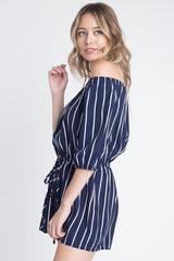 Women's Off Shoulder Stripe Romper - Horizon Bliss