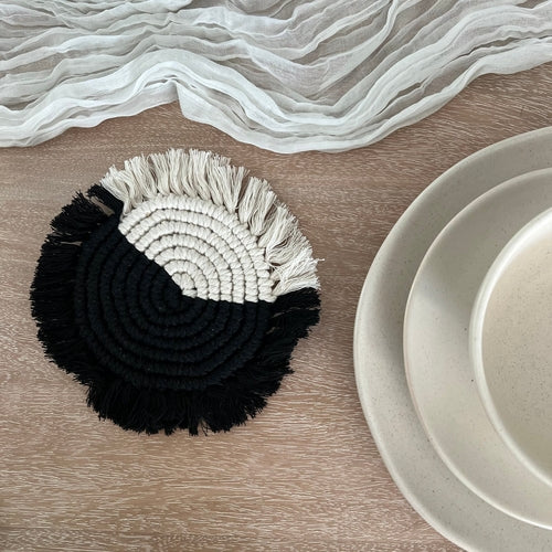 Macramé Drink Coasters, (7inch)