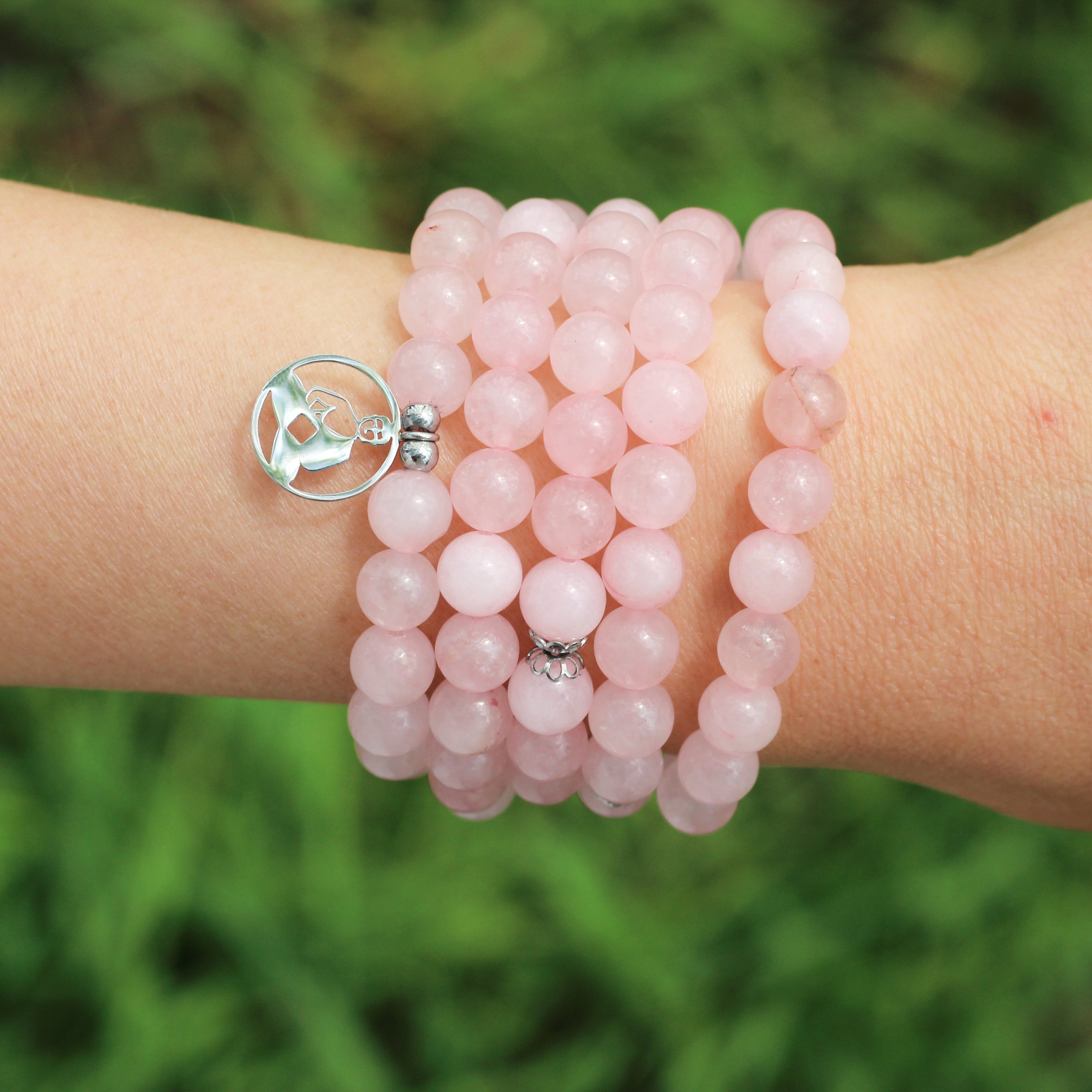 Bracelet Mala "Réconfort & Amour de Bouddha" 108 perles en Quartz Rose - Horizon Bliss