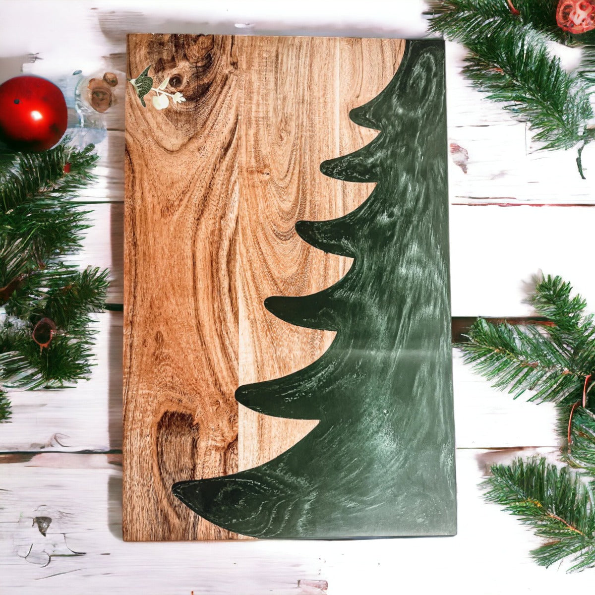 Christmas Serving Board Marble & Wood