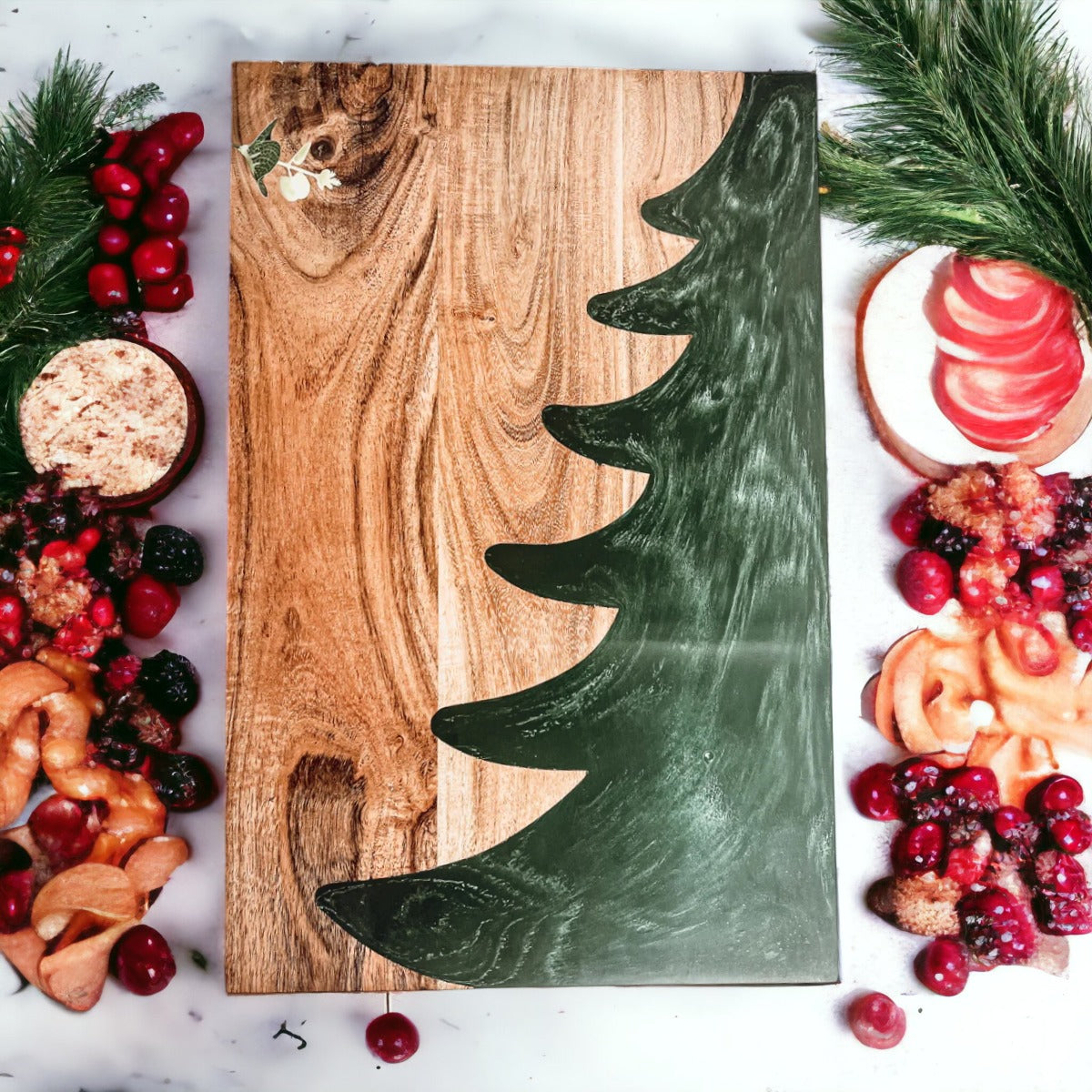 Christmas Serving Board Marble & Wood