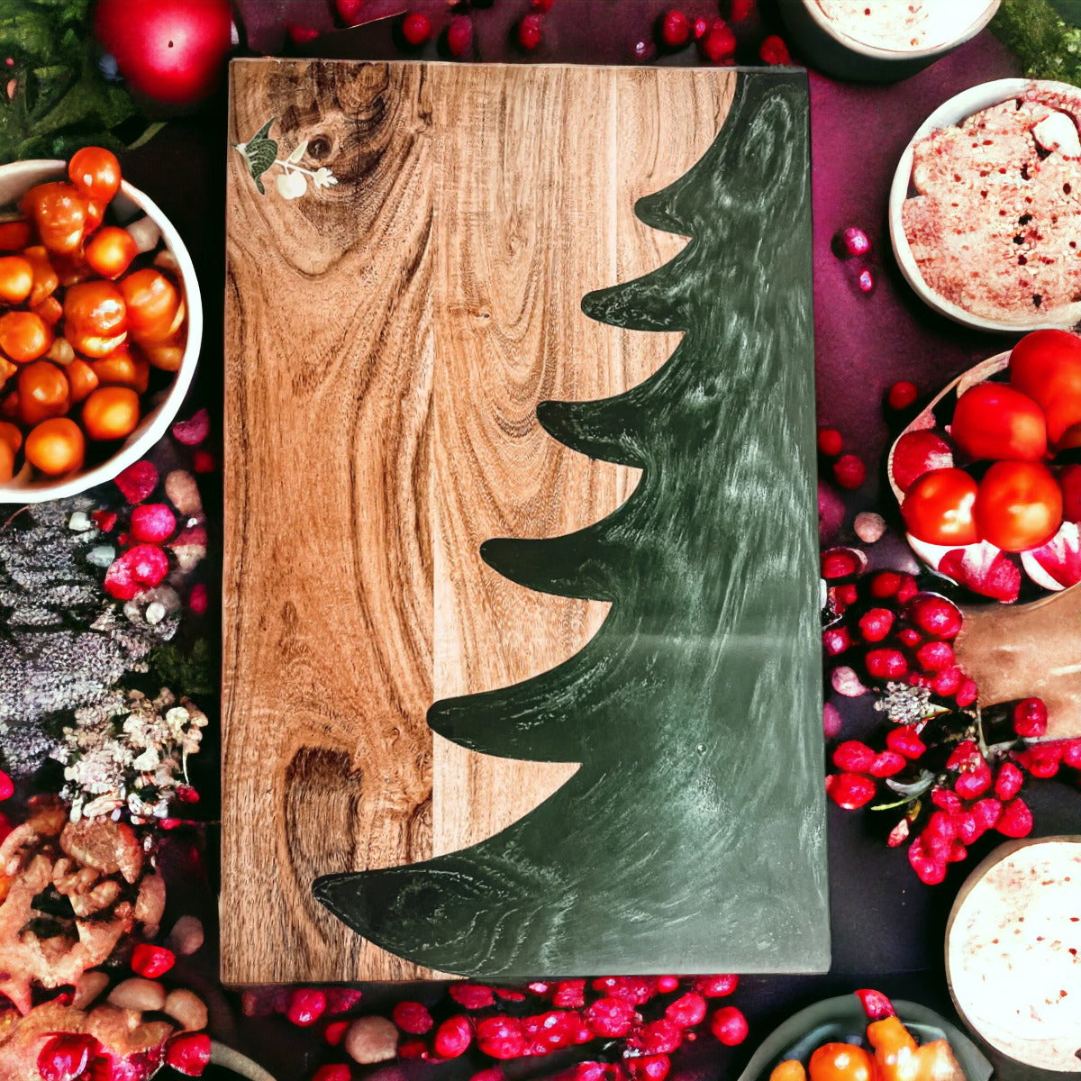 Christmas Serving Board Marble & Wood