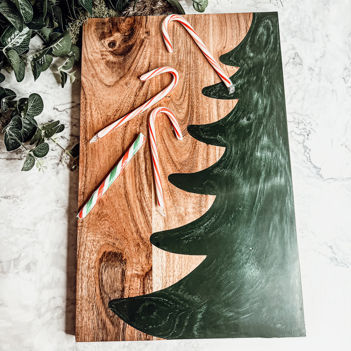 Christmas Serving Board Marble & Wood