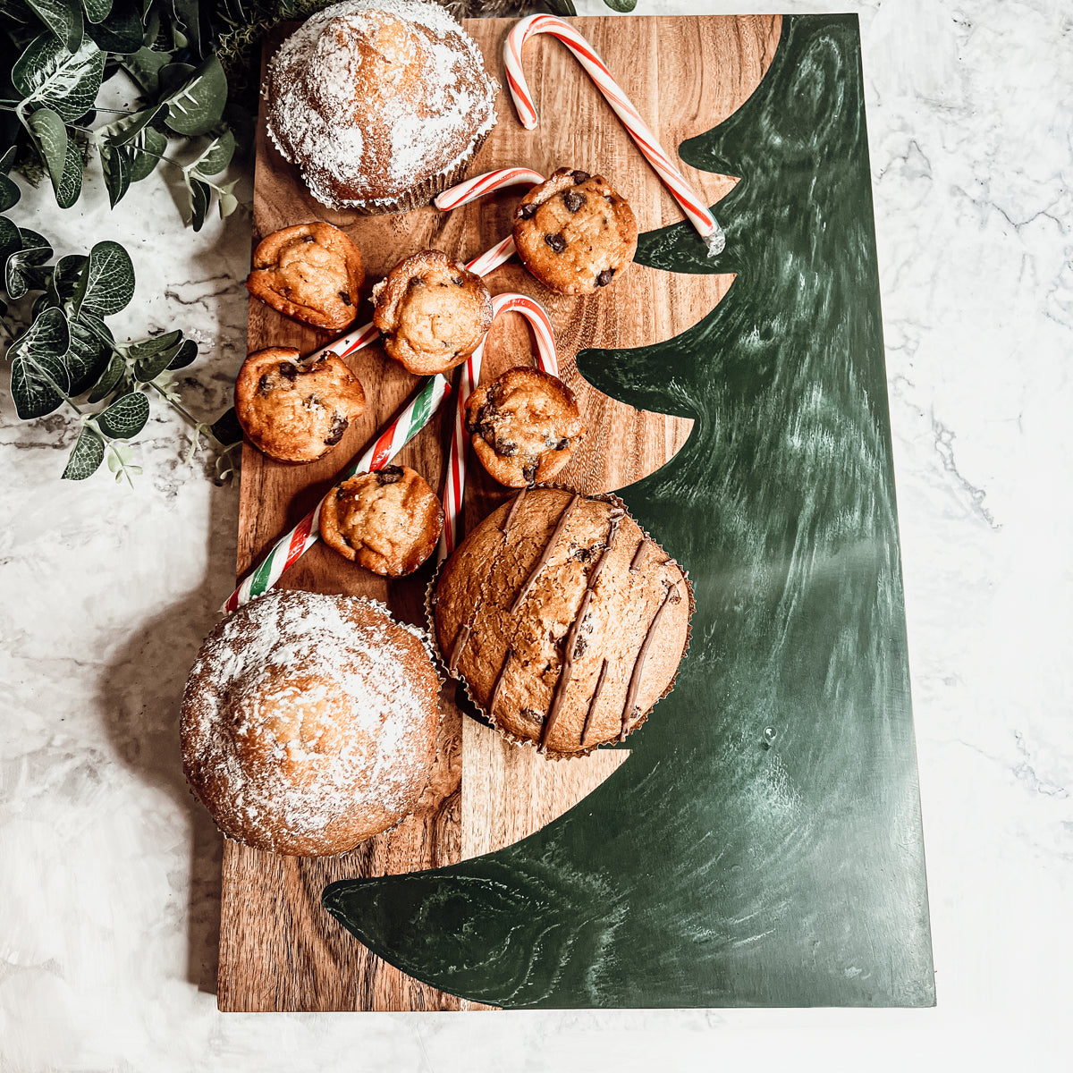 Christmas Serving Board Marble & Wood