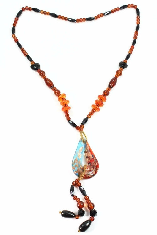 Pear Pendant Gypsy Style Shimmer Necklace - Horizon Bliss