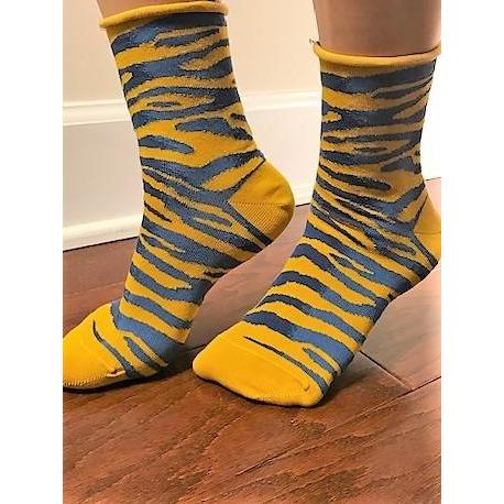 Sierra Socks Zebra Pattern Hi Anklet Casual Cotton Womens 2 Pair Socks - Horizon Bliss