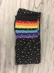 Over the Knee Jeweled Rainbow Glam Disco Socks (Black or White