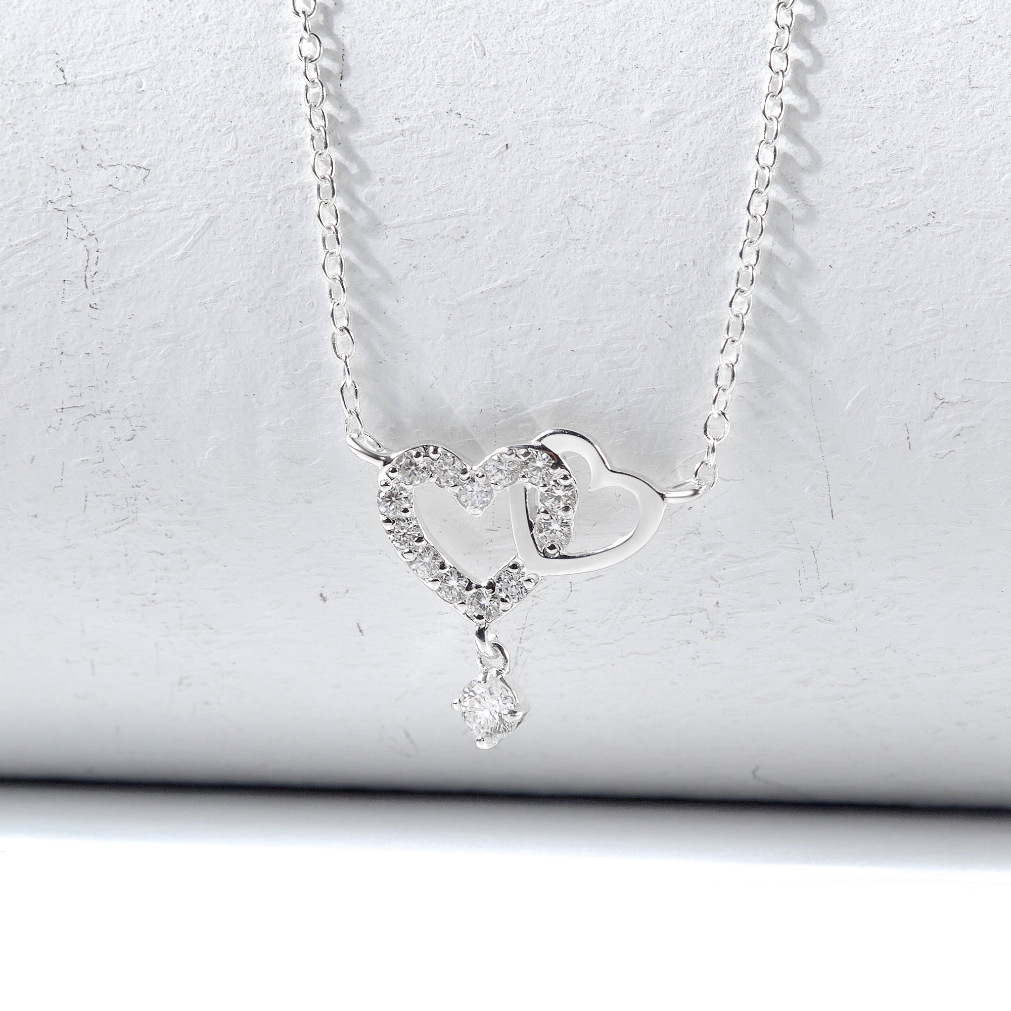 Heart Link Necklace, Interwined Heart Silver Necklace, Women Necklace - Horizon Bliss