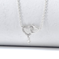 Heart Link Necklace, Interwined Heart Silver Necklace, Women Necklace - Horizon Bliss