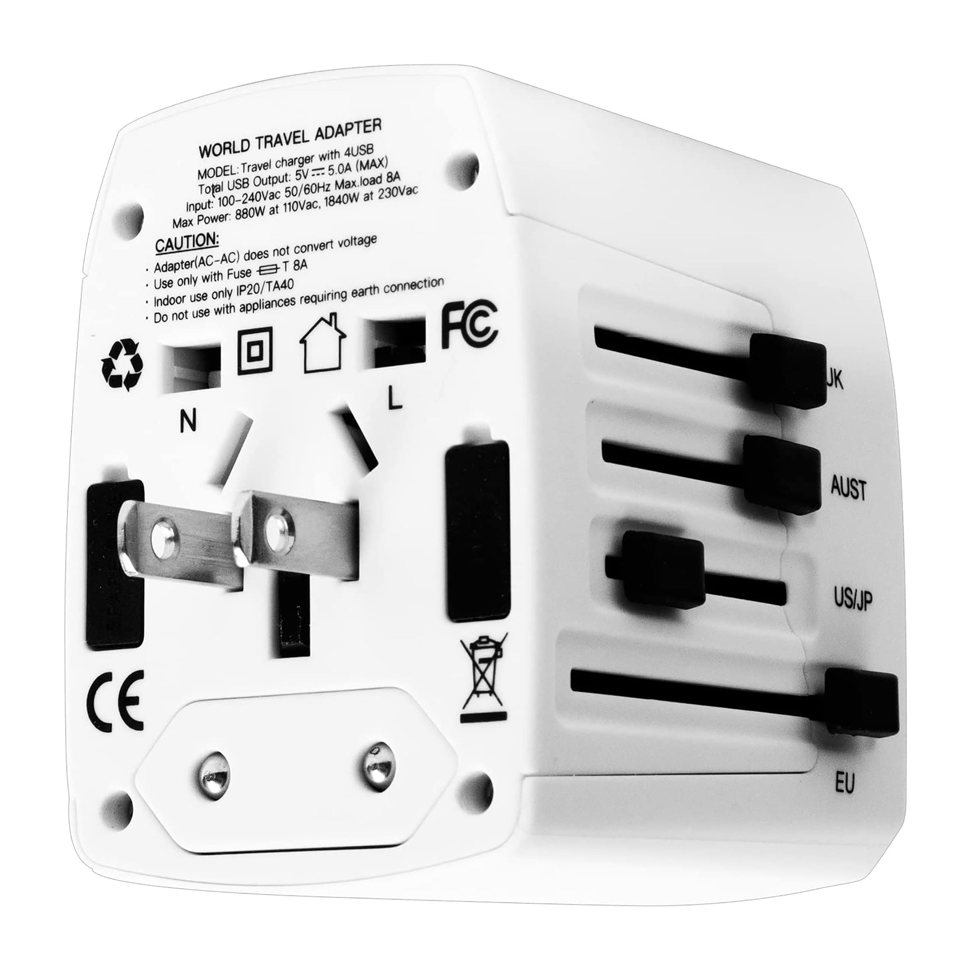 5Core Univedrsal Travel Adapter International Power Adapters 3 Pack