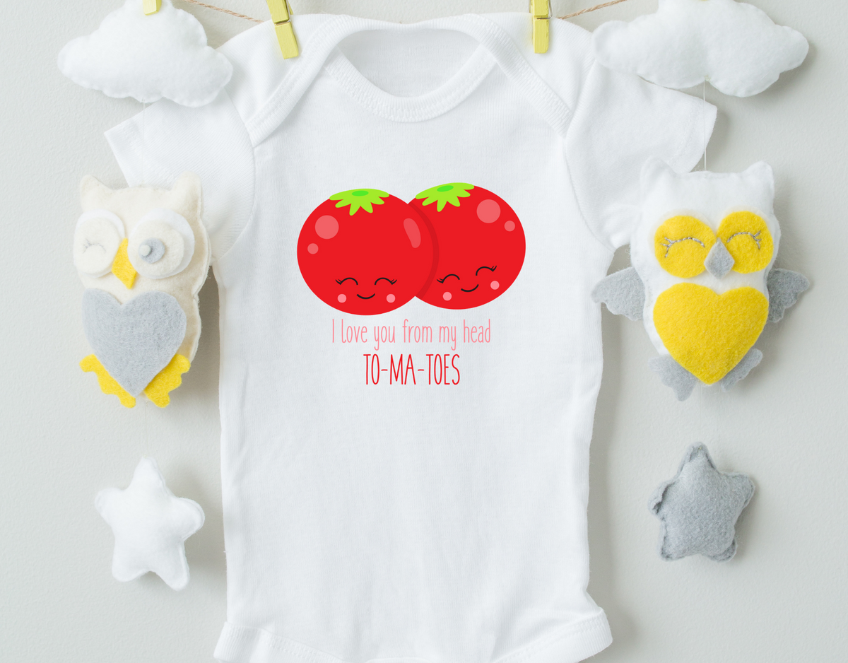 I love You From My Head To My Tomatoes Cotton Baby Bodysuit - Horizon Bliss