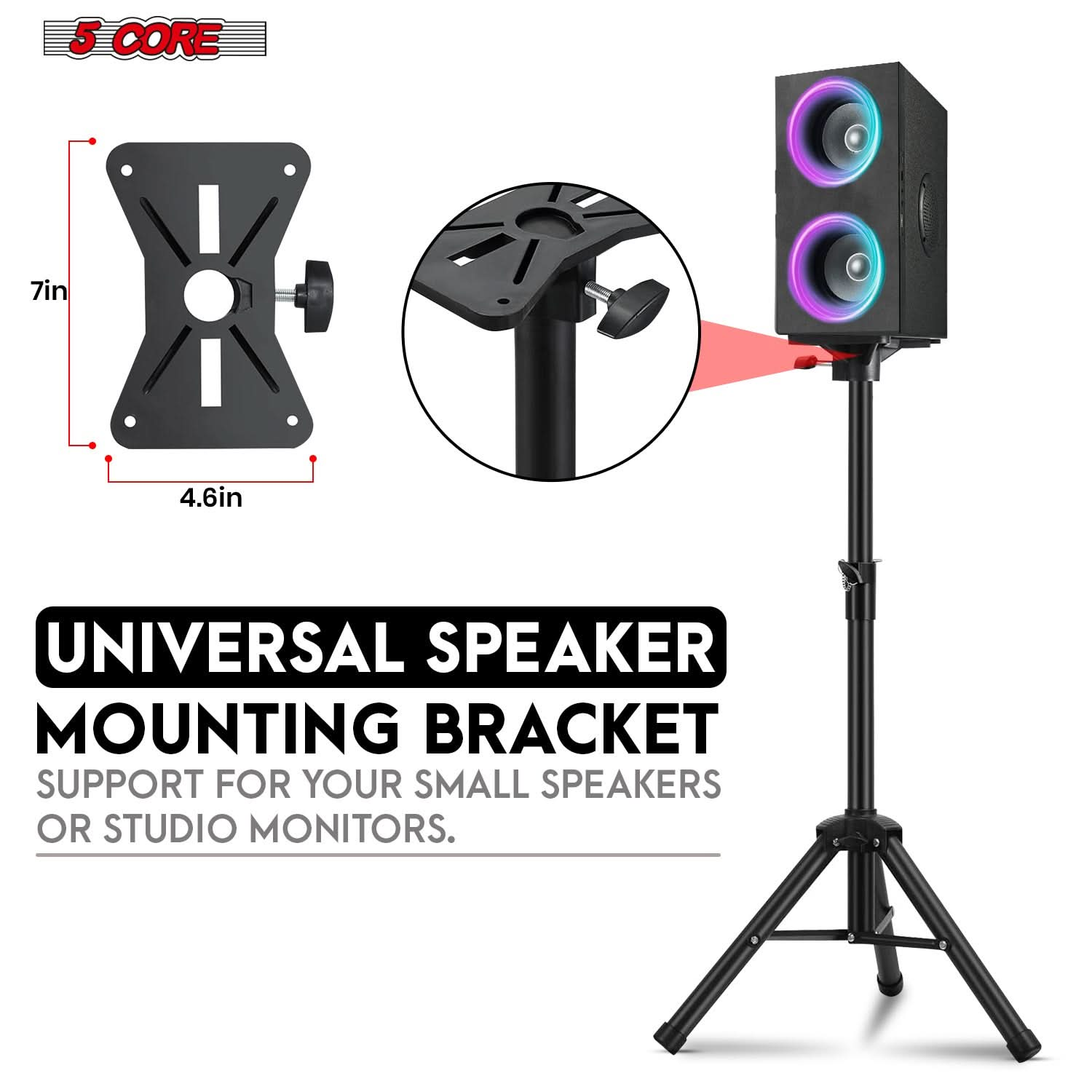 5Core Speaker Stand Tripod Tall Adjustable 36 Inch DJ Pole Mount