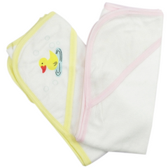 Bambini 021-Yellow-021B-Pink Infant Hooded Bath Towel, Pink & Whit