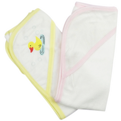 Bambini 021-Yellow-021B-Pink Infant Hooded Bath Towel, Pink & Whit - Horizon Bliss