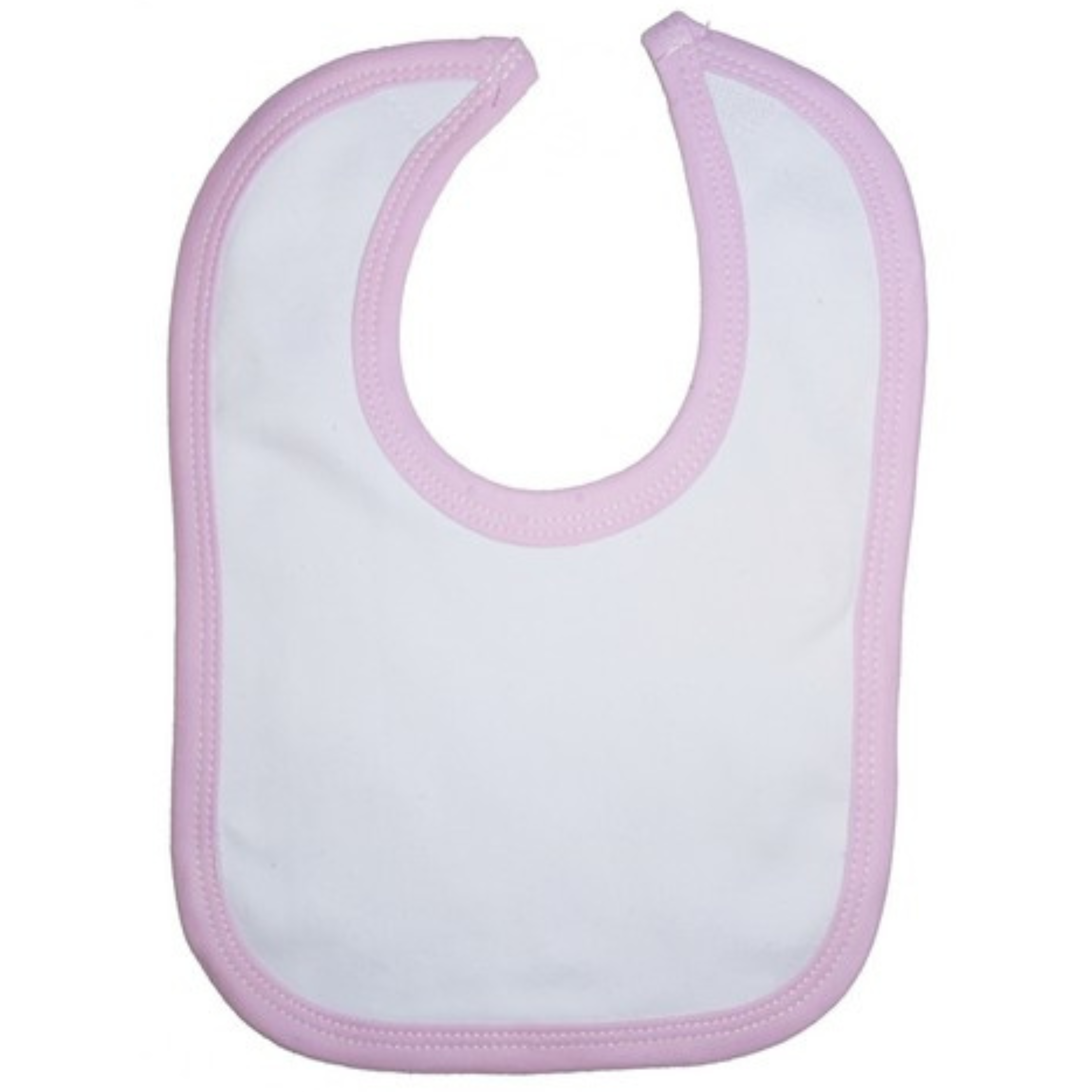 Bambini 1023 W P 2-Ply Interlock White with Pink Binding Infant Bib - Horizon Bliss