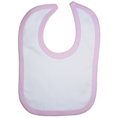 Bambini 1023 W P 2-Ply Interlock White with Pink Binding Infant Bib - Horizon Bliss