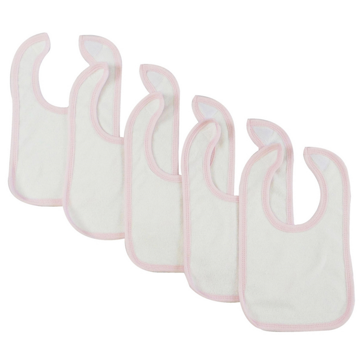 Bambini 1024-W-P-5 12.25 x 7.5 in. Infant Bib, White & Pink - Pack - Horizon Bliss