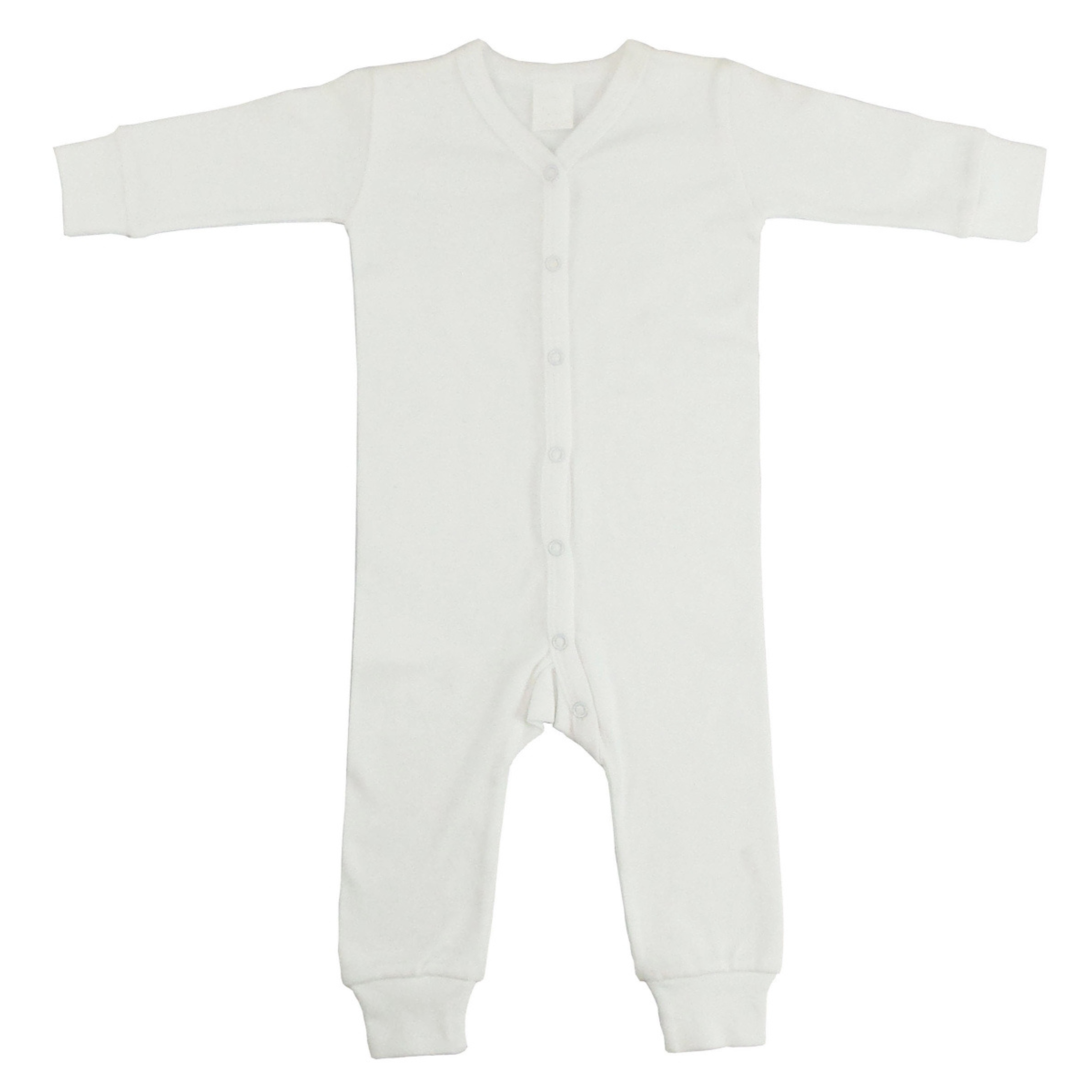 Bambini 1040WNB Interlock Union Suit Long Johns, White - Newborn - Horizon Bliss