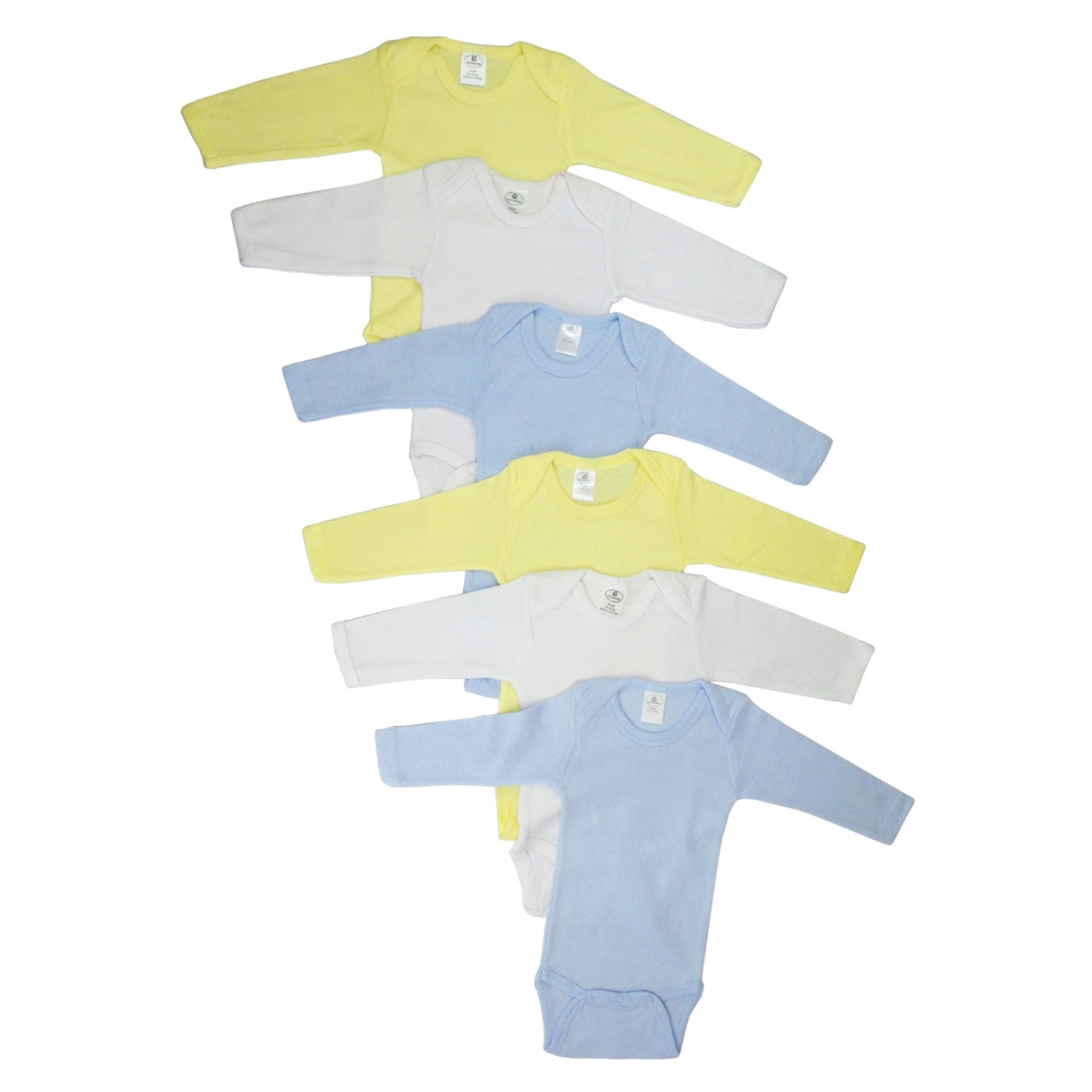 Bambini CS-100NB-100NB Boys Pastel Long Sleeve, White with Blue & Yellow - Horizon Bliss