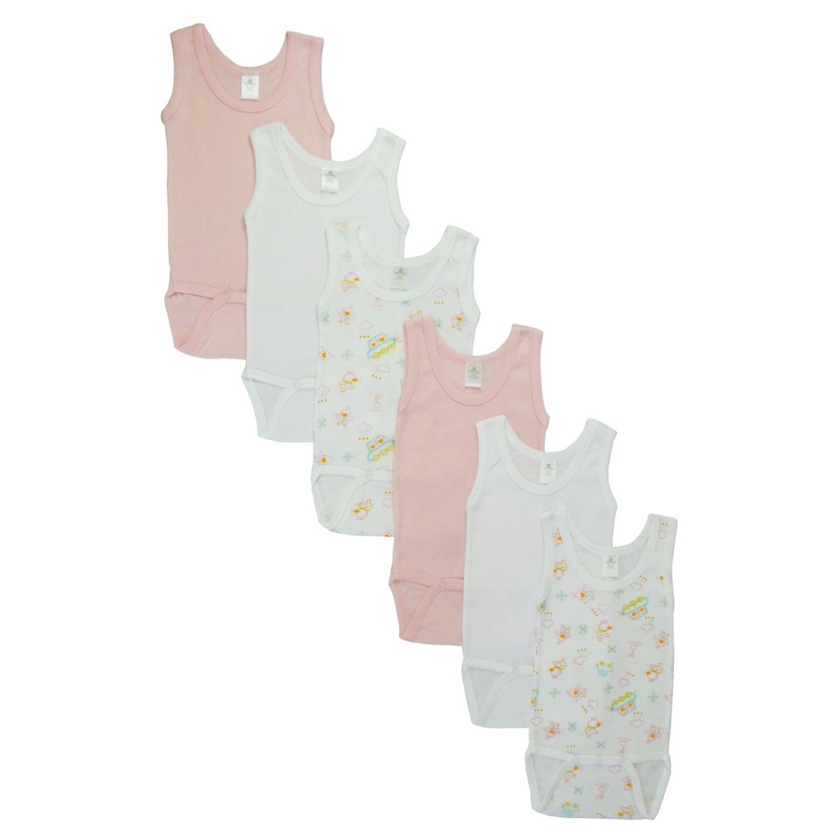 Bambini CS-111AM-Pink-Cloud-111AM-Pink-Cloud Girls Tank Top, White - Horizon Bliss