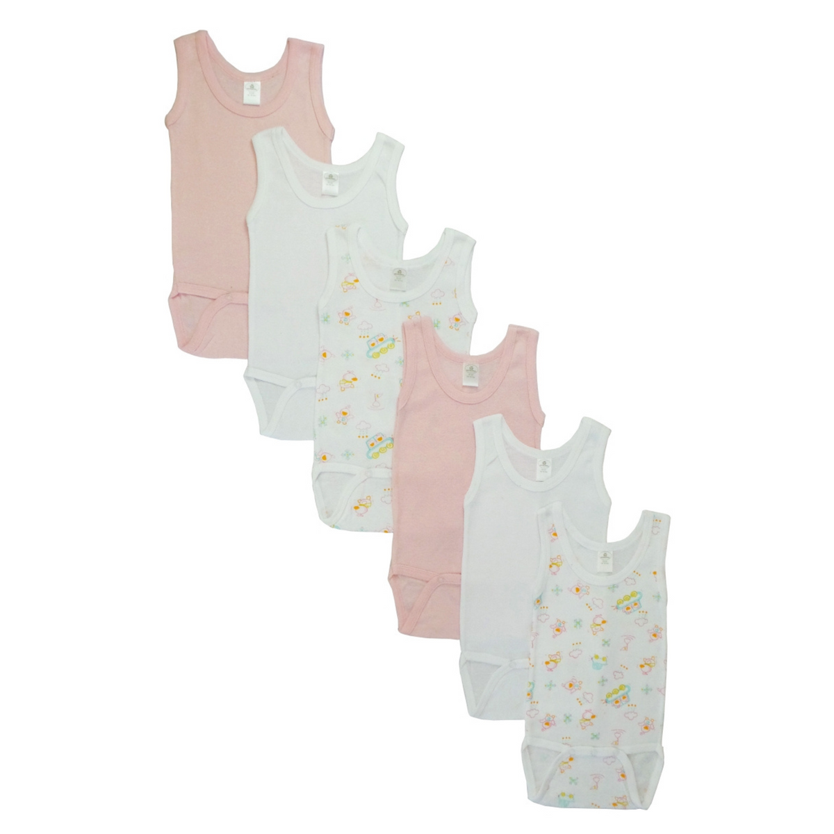 Bambini CS-111AS-Pink-Cloud-111AS-Pink-Cloud Girls Tank Top, White - Horizon Bliss