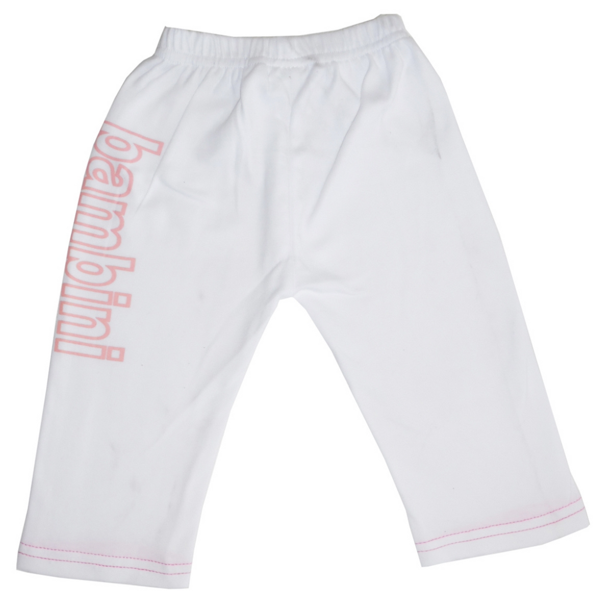 Bambini LS-0209 Girls Pants with Print, White & Pink- Large - Horizon Bliss