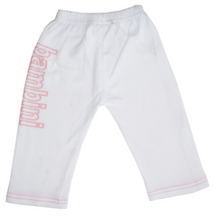 Bambini LS-0209 Girls Pants with Print, White & Pink- Large - Horizon Bliss