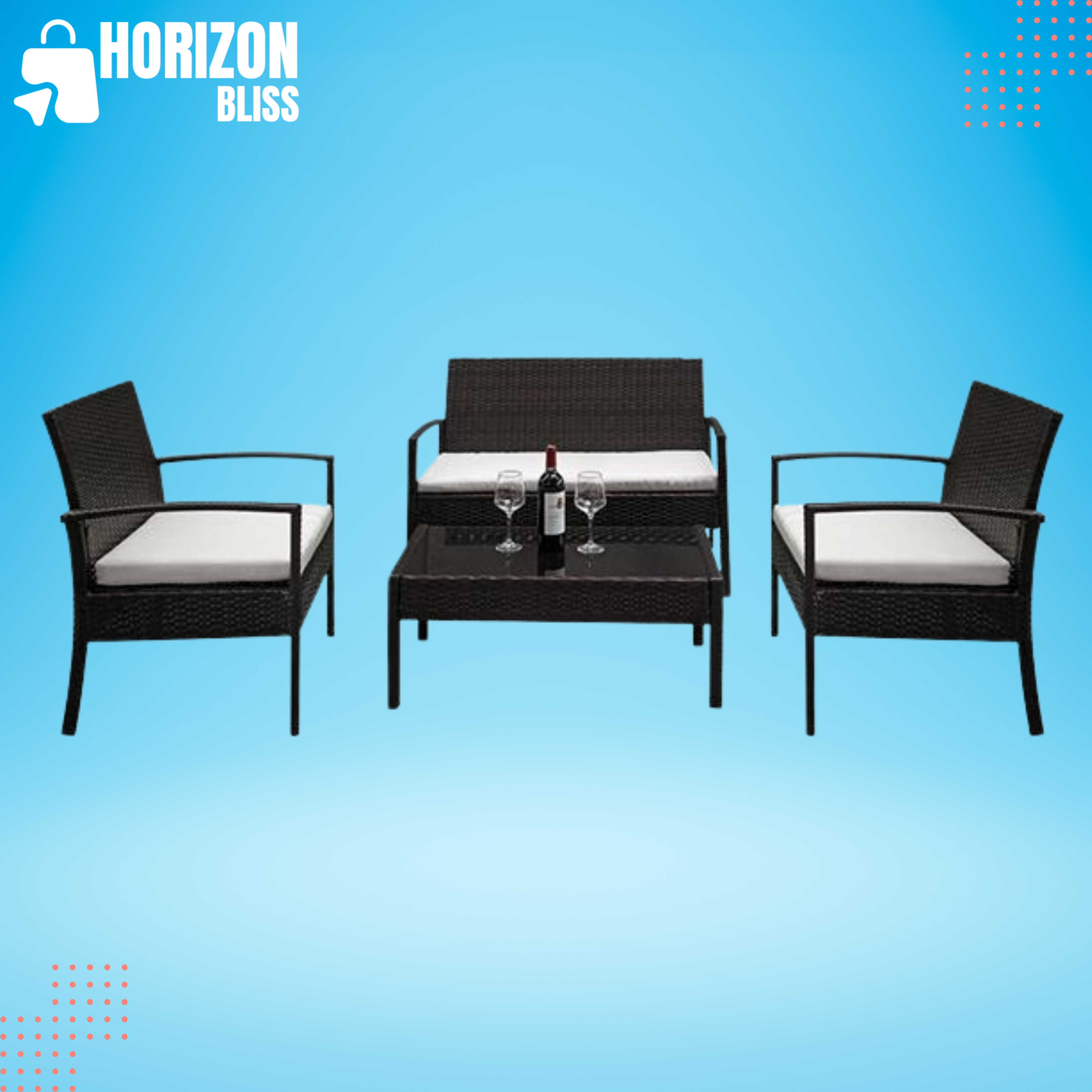 4PCS Rattan Patio Furniture Set - Horizon Bliss