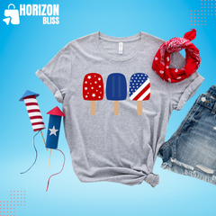 1351-4th of July Popsicles T-shirt - Horizon Bliss