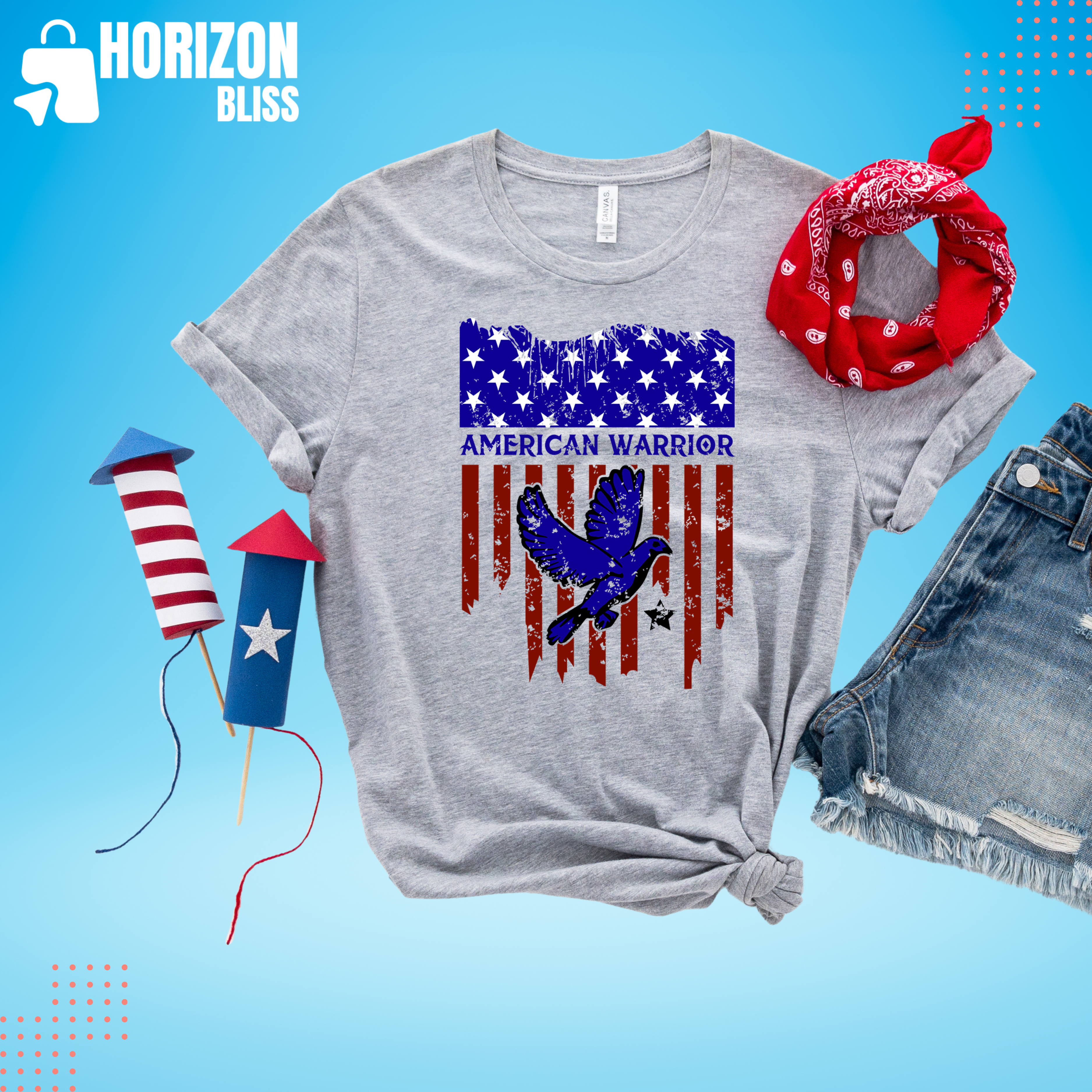 1352-American Warrior T-shirt - Horizon Bliss