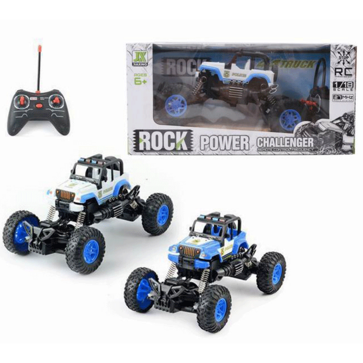 27MHZ 4CH Remote Control Police Crawler With Lights 1/18 Scale - Horizon Bliss