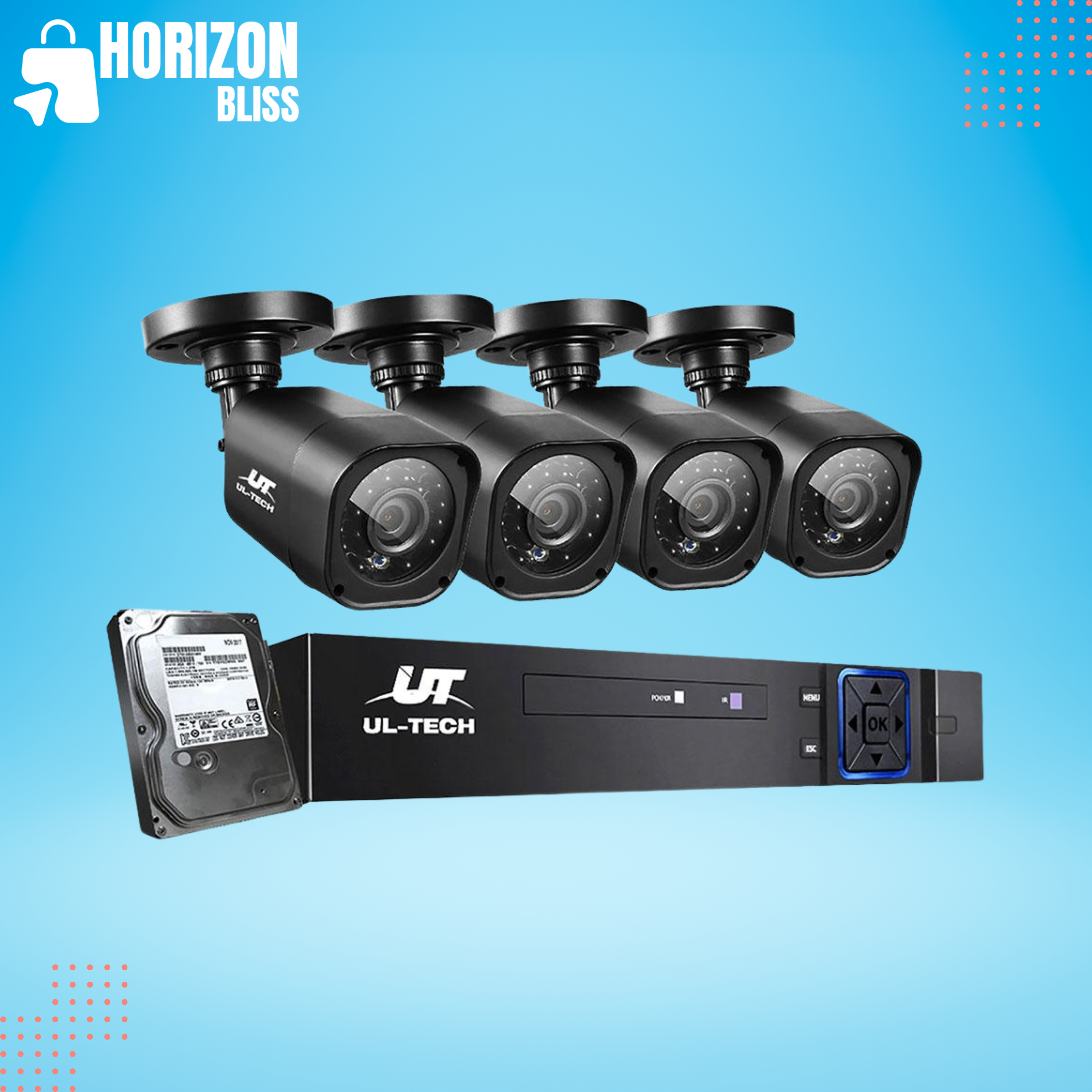 UL-tech CCTV Camera Home Security System 8CH DVR 1080P Cameras Outdoor - Horizon Bliss