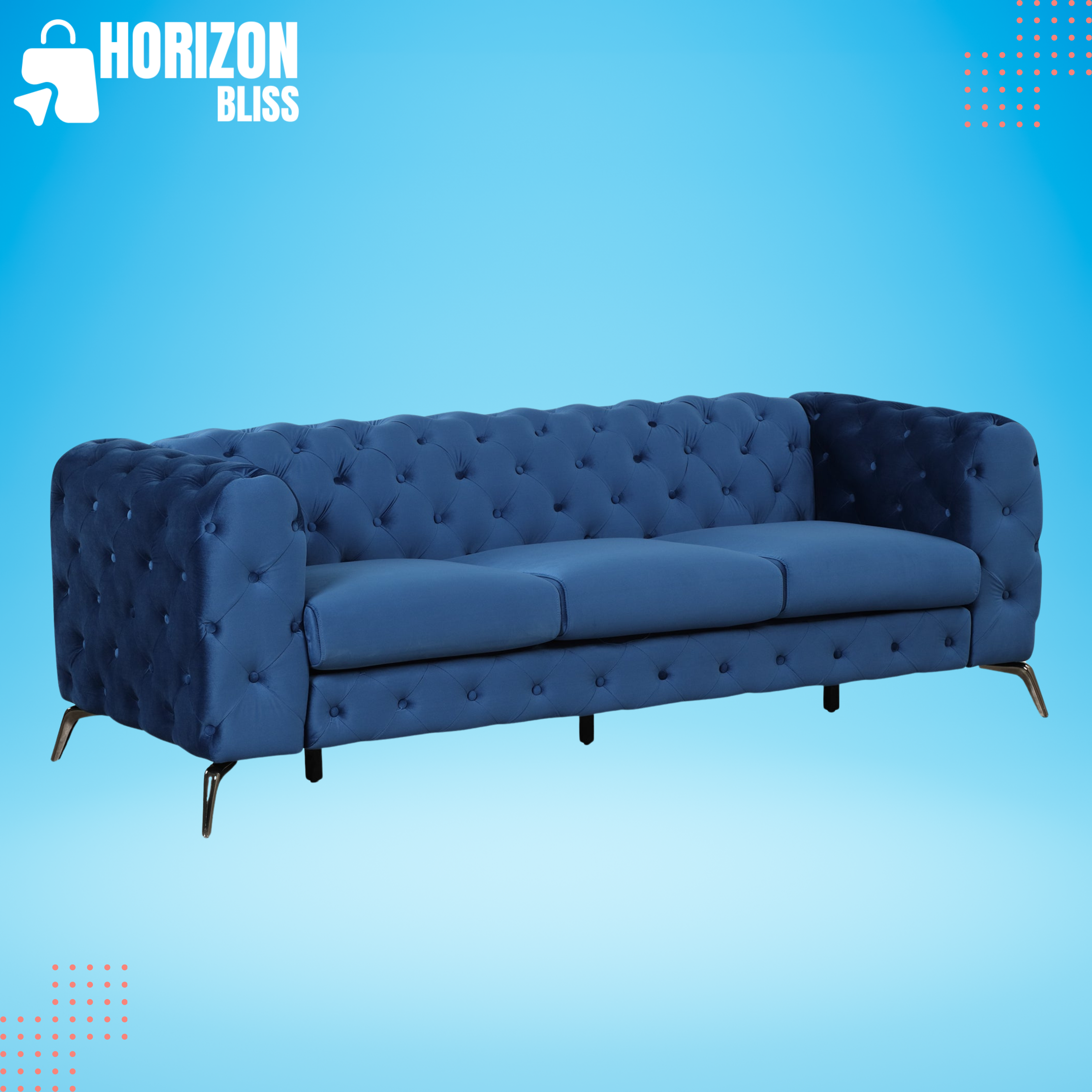 85.5" Velvet Upholstered Sofa with Sturdy Metal Legs,Modern Sofa Couch - Horizon Bliss