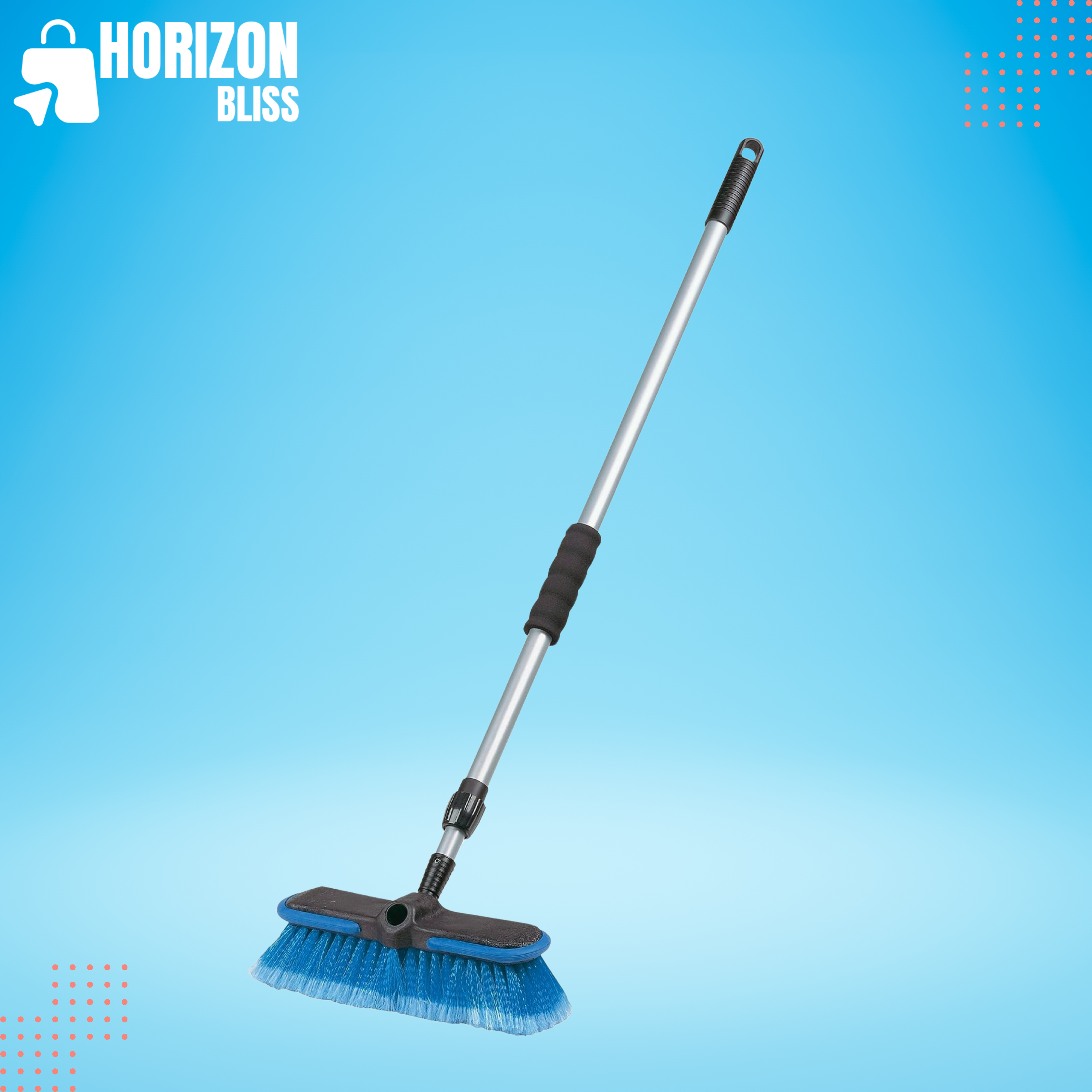 93062 Deluxe Car Wash 10" Dip Brush with 65" Extension Pole, Blue and Black - Horizon Bliss