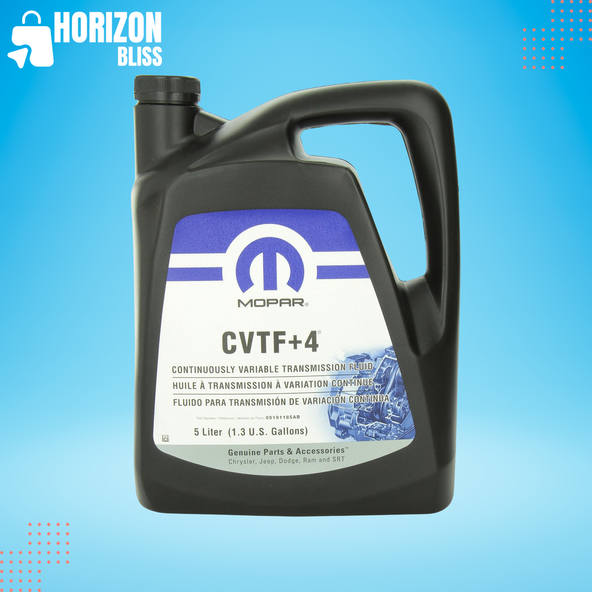 Accessories (5191185AA) CVTF+4 Transmission Fluid -1.3 gallon/5 liter, Black - Horizon Bliss