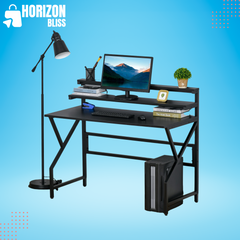 HOMCOM Modern Computer Desk, 47'' Home Office Desk with Storage - Horizon Bliss