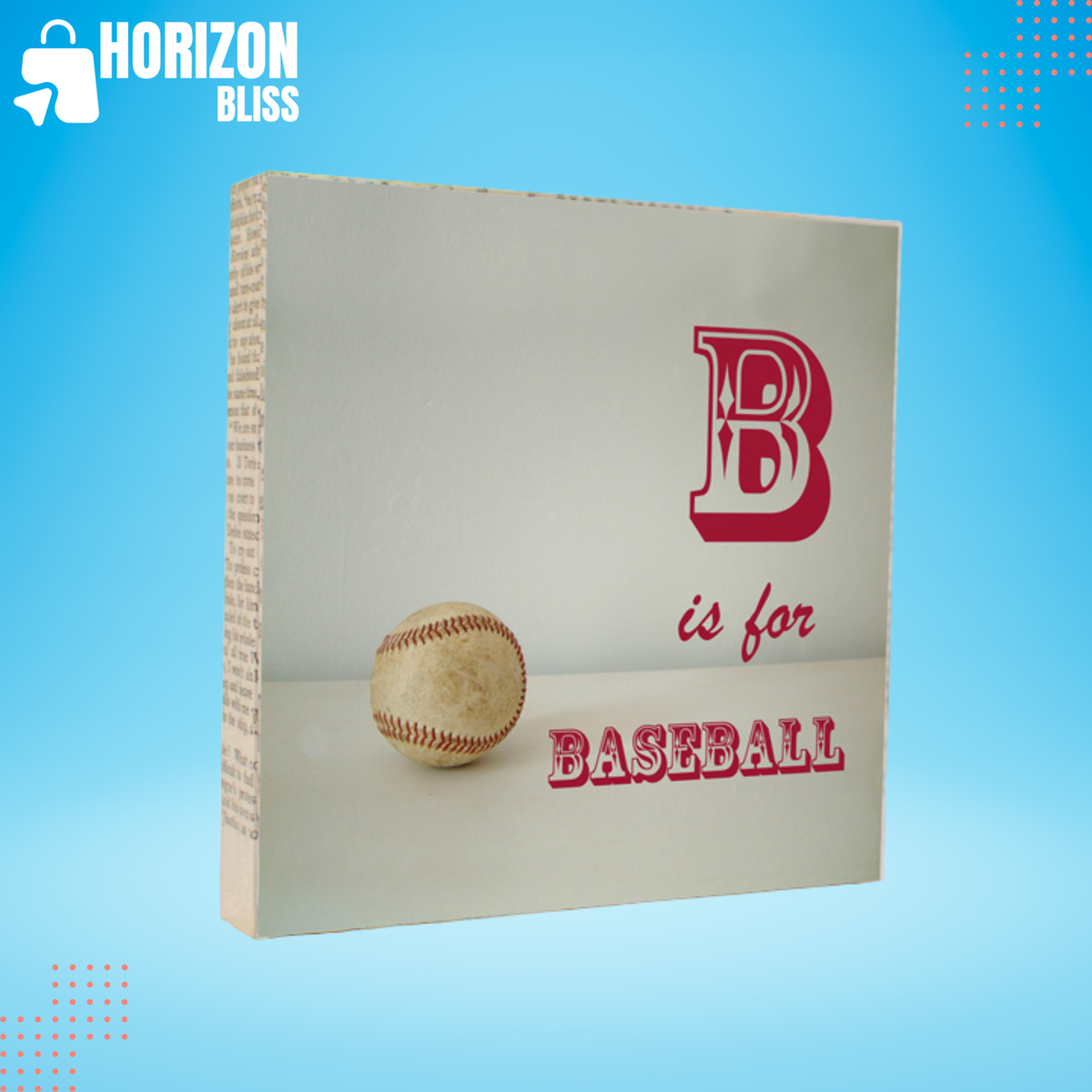 B is for Baseball 5x5 Art Block