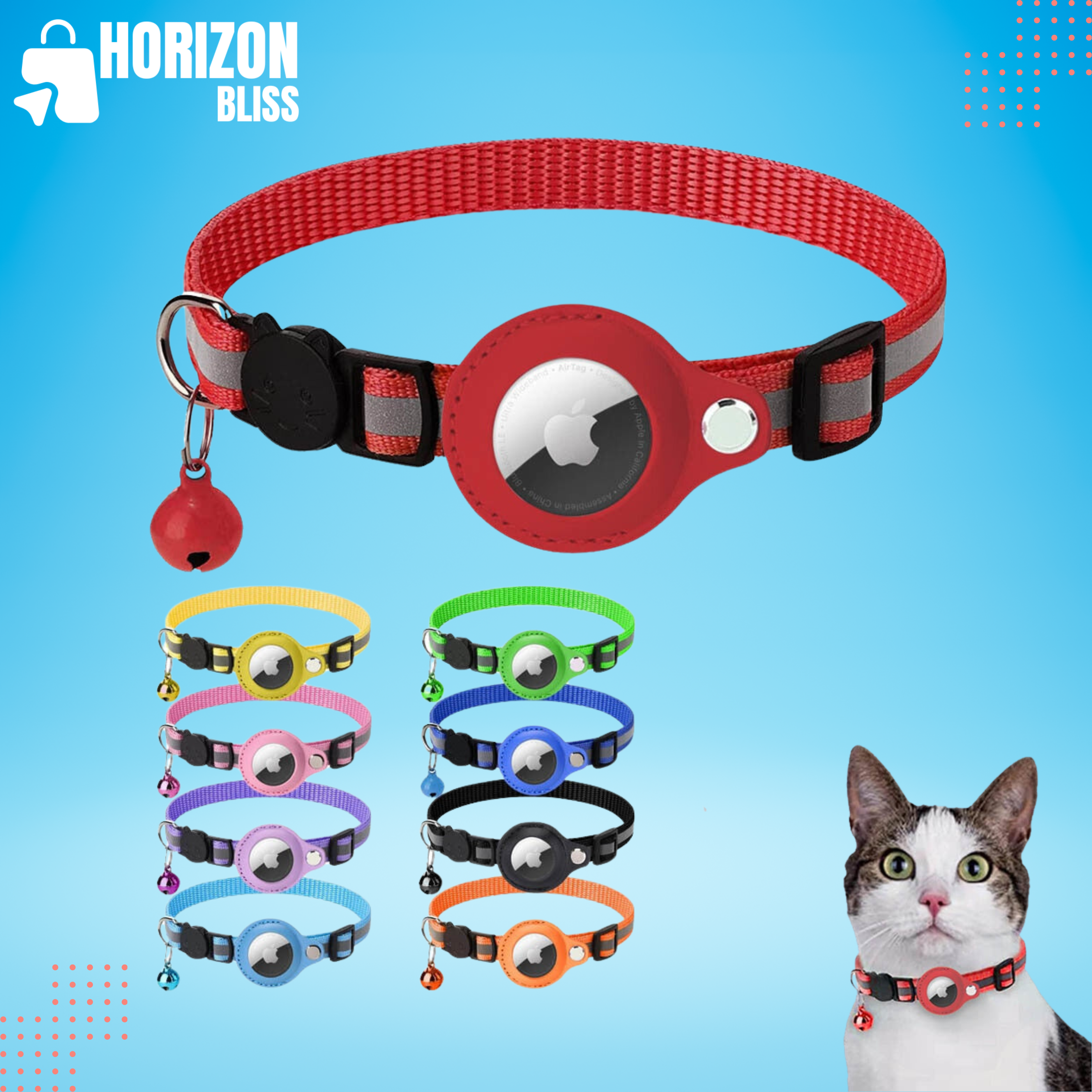 Reflective Airtag Case Collar for Cats and Dogs - Horizon Bliss