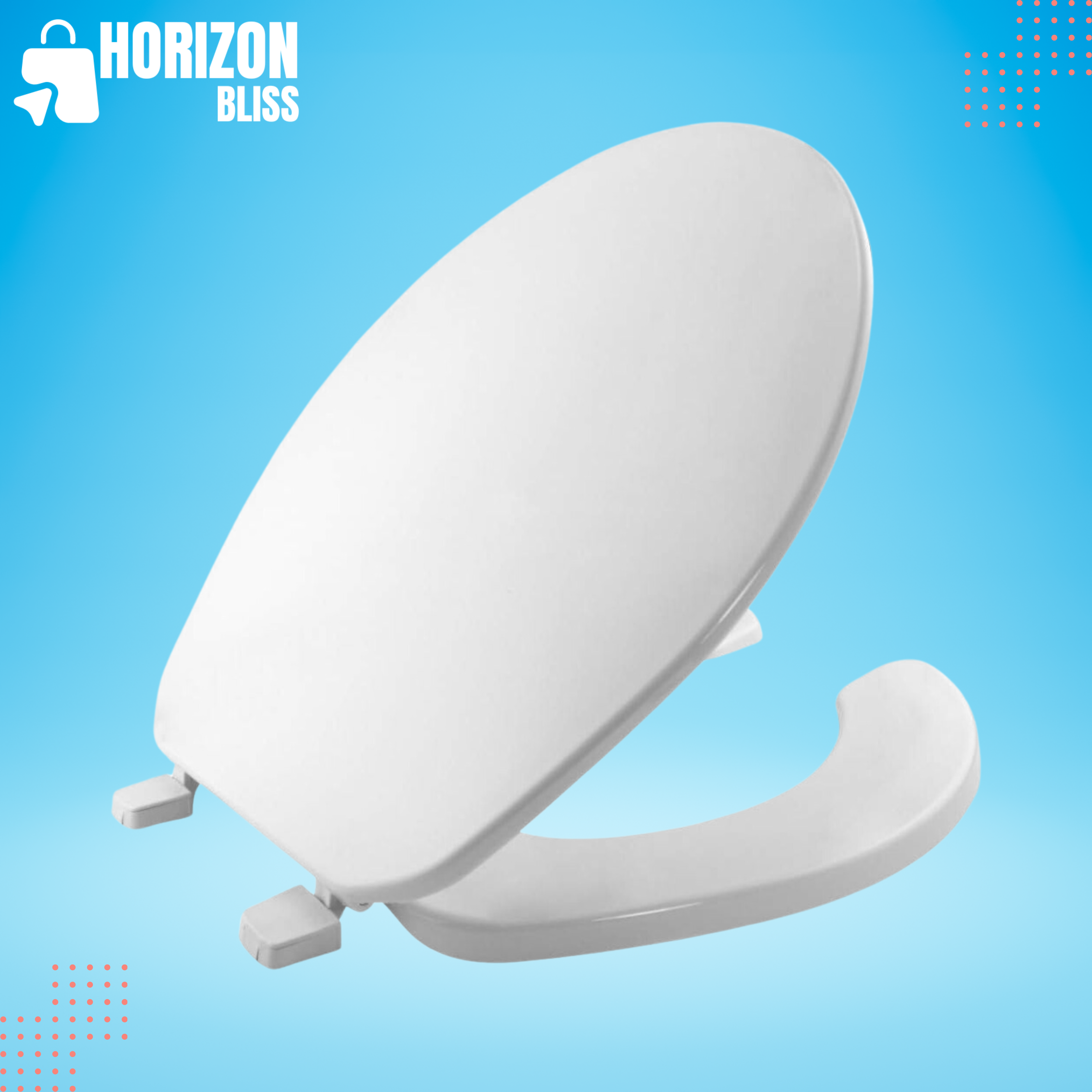 75 000 Commercial Open Front Toilet Seat with Cover, ROUND, Plastic, White - Horizon Bliss