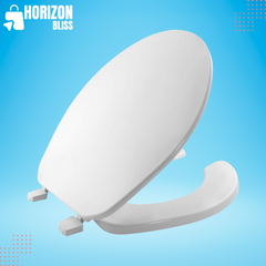 75 000 Commercial Open Front Toilet Seat with Cover, ROUND, Plastic, White - Horizon Bliss