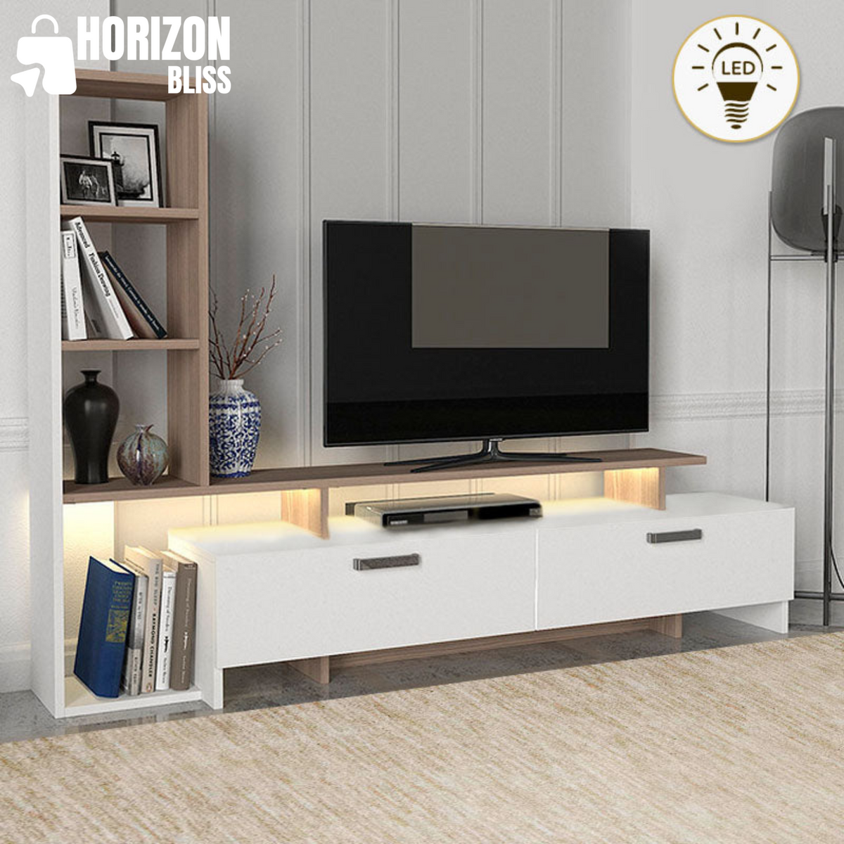 TV Furniture Set MIKE with LED White/Cordoba - Horizon Bliss