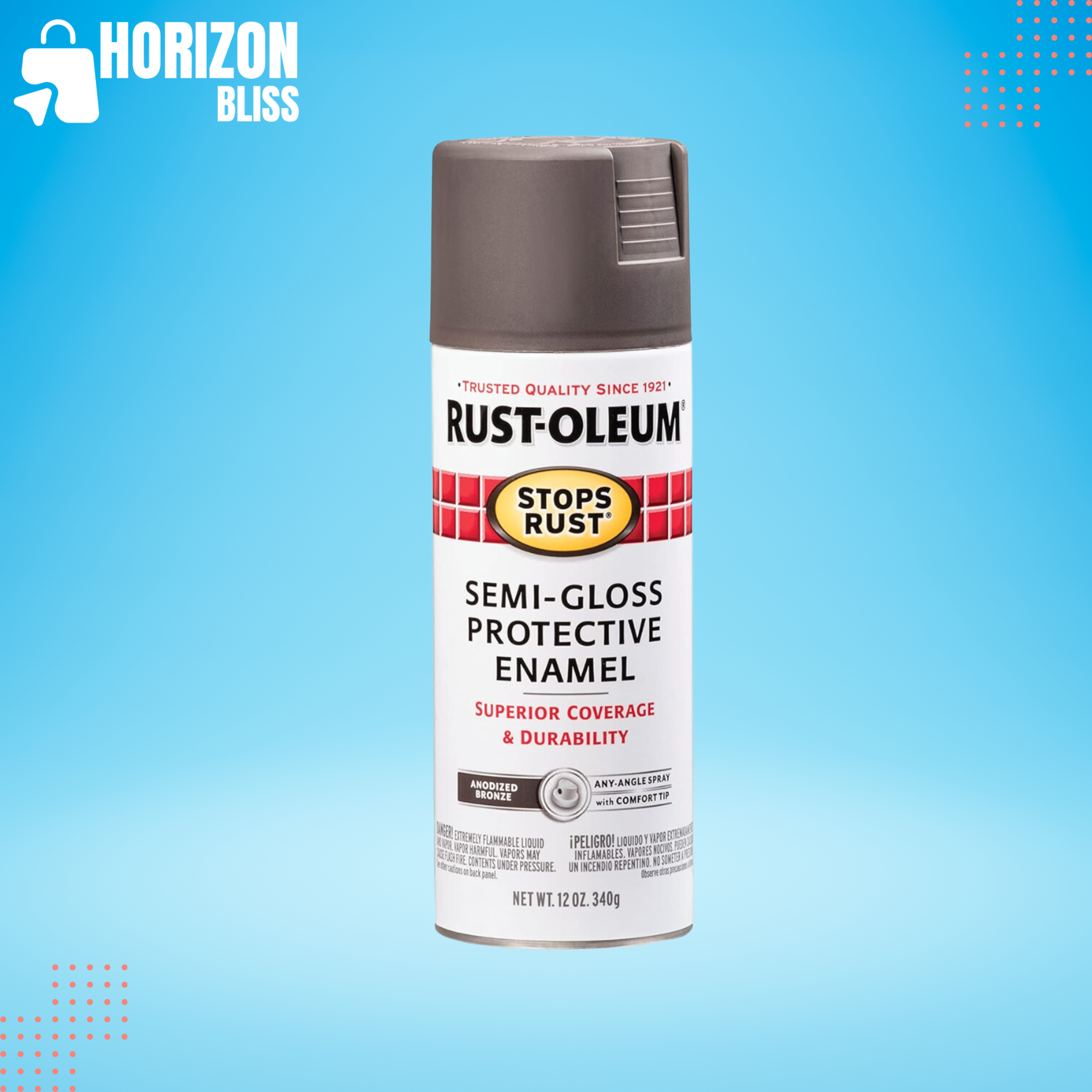 7754830 Stops Rust Spray Paint, 12 oz, Semi-Gloss Anodized Bronze - Horizon Bliss