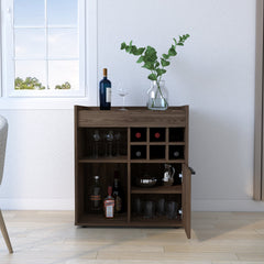 Bar Cabinet Dext, Two Concealed Shelves, Six Wine Cubbies, Dark Walnut - Horizon Bliss