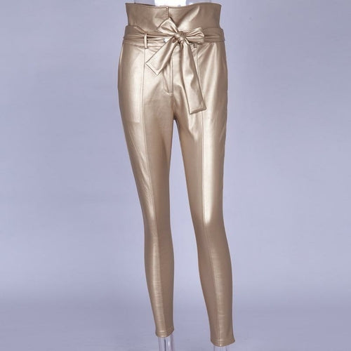 Gold Black Belt High Waist Pencil Pant - Horizon Bliss